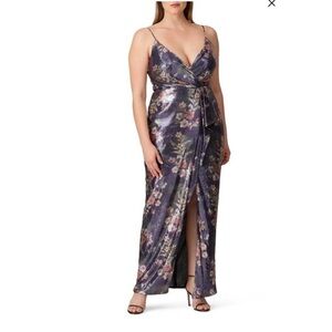ML Monique Lhuillier Floral Sequin Surplice Gown